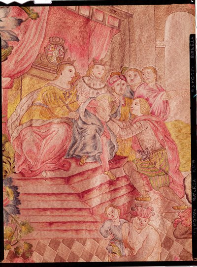 Christoph Kolumbus vor Ferdinand II. von Aragon bei seiner Rückkehr von der Entdeckung Amerikas von Spanish School
